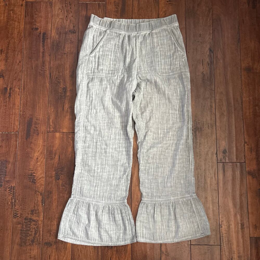 Soft Surroundings Wide Leg Bloomer Pants Womens M Gray Resortwear Beach Casual